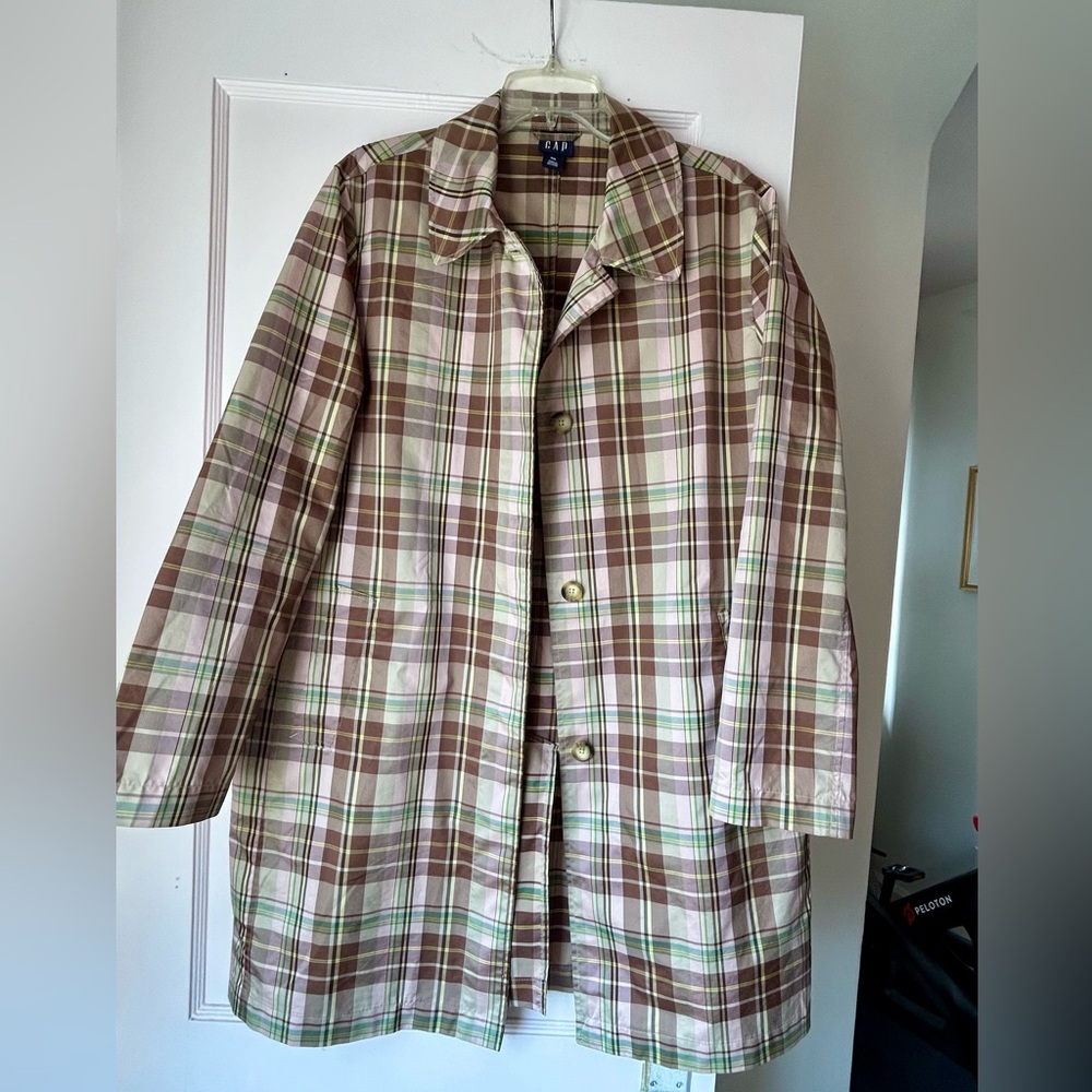 GAP Plaid Coat in Brown, Cream & Green